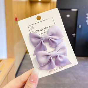 Tooyoo 2pcs Kids Bow Korean Hair Clip Set Sweet Cute Ribbon Hair Pin Hair Accessories Side Duckbill Clip