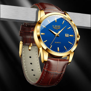 LIGE Original Quartz Watch Men Top Luxury Business Casual Calendar Waterproof Luminous Leather Watch Women + Box