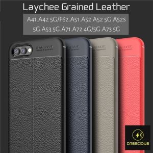 Samsung Galaxy A41A42 5GA51A52 A52s A53 A71 A72 A73 4G 5GF62 Leather Laychee Grained Polycarbonate TPU Phone Case