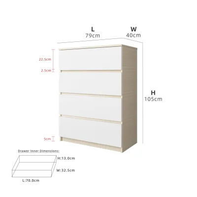 KitchenZ 3FT Chest Drawer with 4 Layers Drawer Storage-HMZ-FN-CD-7001/7011