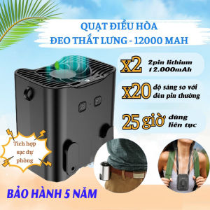 Quạt đeo thắt lưng làm mát siêu nhanh Quạt đeo cổ cao cấp Quạt cắm trại pin 25.000 mAh dùng 30 giờ quạt kẹp mini tích điện quạt để bàn pin trâu