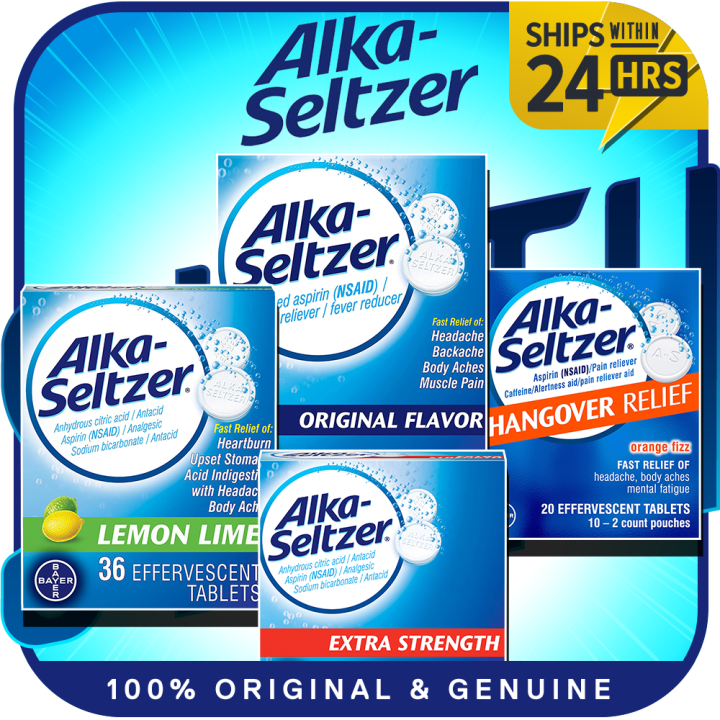 Alka-Seltzer Effervescent Tablets | Original | Lemon Lime | Extra Strength | Hangover | Gold