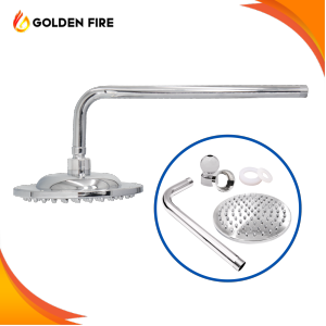 ABS Plastic 8" Round Rain Shower Head with Stainless Arm Pipe Set Rainfall Bathroom Toilet Shower Set