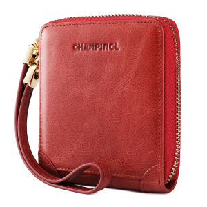 【Genuine Cowhide Leather】CHANPINCL Brand New Fashion Hot Sale Womens Luxury Short Wallet Original First Layer Cowhide Zipper Retro Purse Horizontal Portable Belt Multifunctional