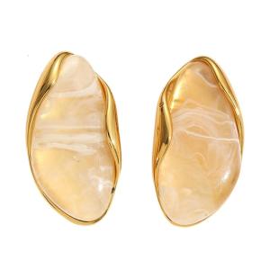 Trendy Geometric Shaped Ear Studs Stainless Steel Resin Earrings Fashion Handmade Ear Accessories For Everyday Wear