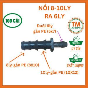 Bịch 100 cái Nối giảm ống PE 10ly xuống PE 5ly phụ kiện ống LDPE 10ly 5ly chuyên dùng trong hệ thống tưới tiết kiệm