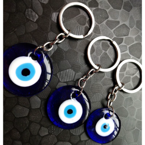 Fashion Turkish for Evil Eye Blue Keychains Round Trendy Blue Lucky for Evil Eye Keychains for Woman Men Car Pendant Jew