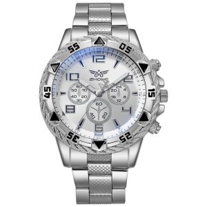 Seastina Đồng hồ có bấm giờ thời trang nam với dây đeo thép hợp kim và ba mặt số phụ cho phong cách thể thao