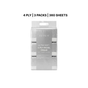IUIGA 4-Ply Premium Facial Tissue - Ultra Soft & Gentle Unscented Bulk Pack (3 Packs/1080 Sheets)