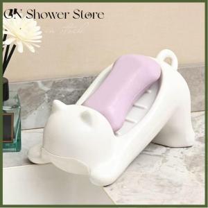 [GN Store] Cat Shape Soap Box Cartoon Soap Dish Drainable Storage Holder Soap Container Storage Dish Household Bathroom Accessories
