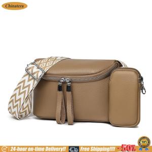 [Chinatera Brand Store] Women Retro Shoulder Bag with Wide Strap Vintage Satchel Bag Large Capacity Simple Shoulder Purse Commute Bag with Matching Clutch Set