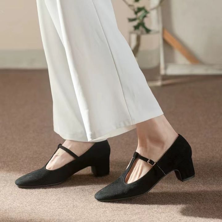 Fashion Office Formal Work Black suede shoes Pointed Black Heels shoes for  women Lazada PH