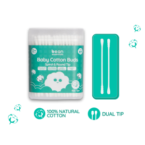 bean Spiral & Round Dual-Tip Baby Cotton Buds (400 tips)