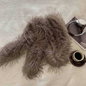 DOUCAI Pure Color Imitation Fur Scarf Harajuku Warm Y2K Scarves Elegant Luxury Fluffy Shawl Wrap Women/Men