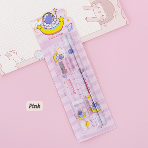 5 IN 1 Stationary Set | Colorful Cute Creative Cartoon Stationary Set | Birthday Gift Set | Astronaut Stationary Set | Pencil Eraser Sharpener Ruler Student Kids Gift Reward Hadiah Kanak-Kanak | Ready Stock