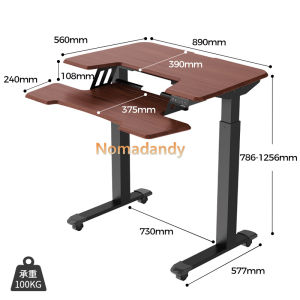 Motorized Standing Desk with Keyboard Tray and Tablet Placement Double Layer Computer Desk