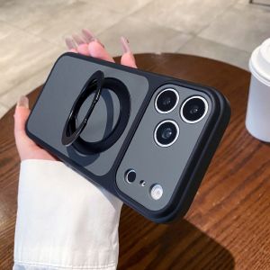 Luxury 360 Metal Ring Bracket Phone Case For iPhone 17 16 15 14 Pro Max For Magsafe Magnetic Holder Stand Shockproof Cover