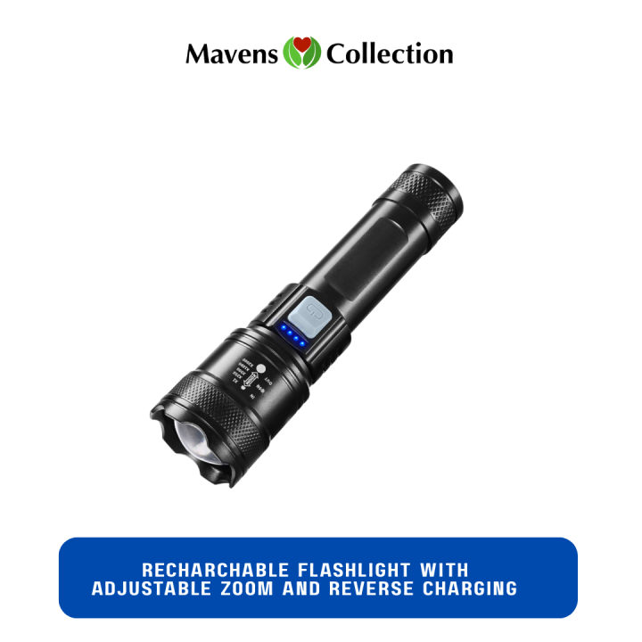 Rechargeable plastic Flashlight with Slider Zoom & Reverse Charging ...