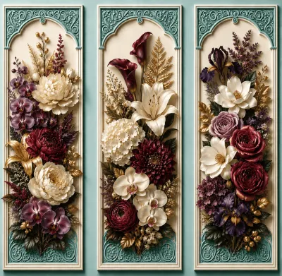 LANGSUNG KIRIM 3 Pcs Hiasan Dinding Estetik 3D Gambar Bunga ukuran 10x28cm FLOWER