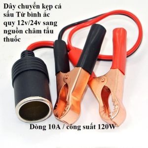 Kẹp bình Ắc quy ô tô xe máy chuyển sang nguồn 12V đầu tẩu sạc ô tô | Tương thích các thiết bị đồ chơi xe hơi chuyển đồ chơi xe hơi sang xe máy