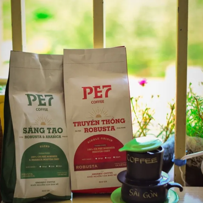 Cà phê rang mộc truyền thống Rôbusta 500gr | COFFEE PE7