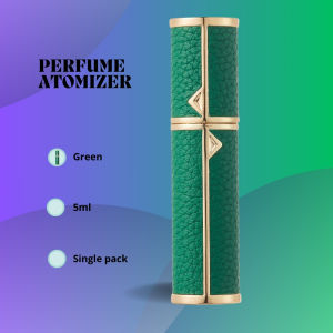 ABTravel รีฟิลน้ำหอมแบบฉีดก้นขวดขนาดพกพา5มล. น้ำหอมเครื่องฉีดน้ำหอมขนาดเล็กพกพาได้ขวดสเปรย์ขนาดพกพาพร้อมหนังแท้และอลูมิเนียม