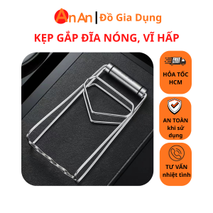 Kẹp gấp bát đĩa chống nóng vĩ hấp inox cao cấp dày dặn thiết kế gọn nhẹ phù hợp nhiều kích cỡ chén dĩa