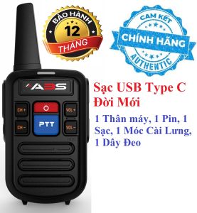 Bộ 1 Bộ đàm siêu nhỏ Mini chất lượng khủng ABS GP800 (2 Phím bấm PTT)-Sạc USB Type C