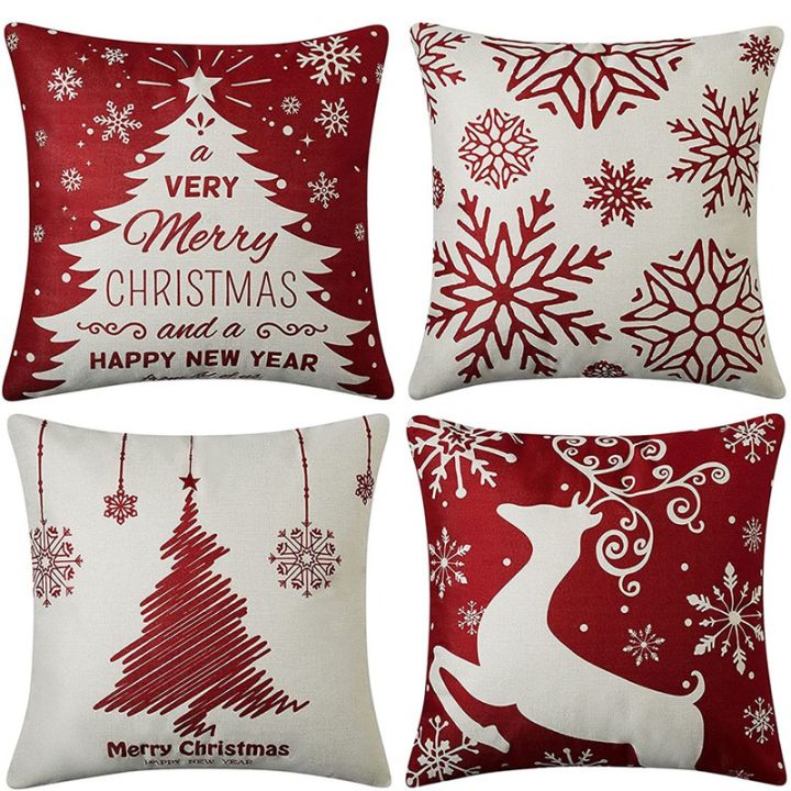 Christmas Pillow Covers 18X18 Set of 4,Farmhouse Christmas Decor