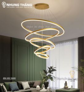 Đèn Thả Trần 5 Vòng Đan Chéo Song Song TBD823 - 3 Chế Độ Ánh Sáng - Tăng Giảm Ánh Sáng - Điều Khiển Từ Xa - Bảo Hành 1 Năm - CÓ VIDEO