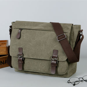 Canvas Messenger Shoulder Bag for Men 14.5inch laptop Bag Briefcase Retro Bag Sling Bag Messenger bag Shoulder bag Business bag Casual bag Fashionable and Convenient New Campus Travel Advanced Hardware