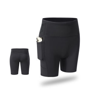 (S-XL) กางเกงวิ่งขาสั้นสตรีกระเป๋าโทรศัพท์เอวสูงยกก้นเทนนิสแบดมินตันฟิตเนสโยคะรัดก้นกางเกงขาสั้นรัดรูปเข้ายิม