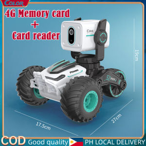 Childrens RC remote control car handle high-definition photography remote dialogue photography deformation stunt car boy toy(4G memory Card+card reader)Christmas gift