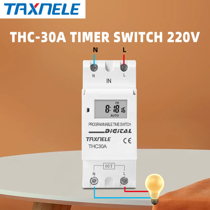 Din Rail 2 wire Weekly 7 Days Programmable Digital TIME SWITCH THC-30A ...
