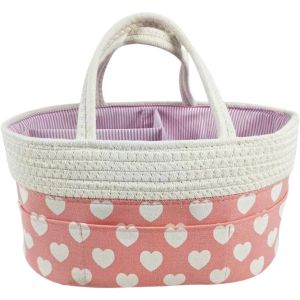Woven Cotton Baby Diaper Caddy Organizer Bag Nursery Storage Basket Portable Holder Bag Baby Organizer Bag