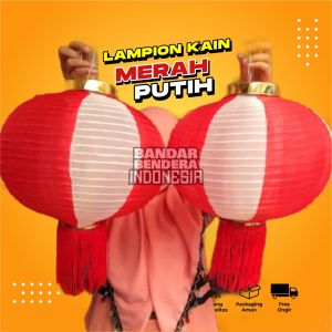 Lampion merah putih kain mix 30 cm dekorasi DIRGAHAYU HUT RI