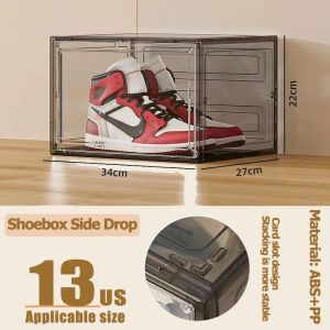 Acrylic shoe box Clear Magnetic side drop shoe box Multifunctional storage box Stackable Large Space