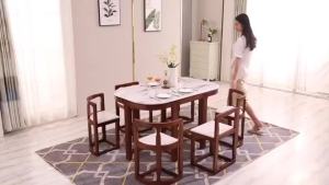 [Cozy ]Meja Maka Marble Dinning Chair Set All Solid Wood Dining Table Household Round Table