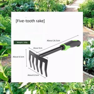 4-Piece Gardening Tool Set | Multi-Functional Hoe Trowel & Rake with Soft Rubber Handle | Durable Garden Hand Tools