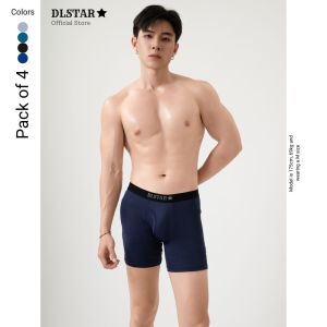 [BUNDLE OF 4] DLSTAR Print Men Silk Soft Boxer Underwear Soft Silky Men Boxers Briefs Comfortable Wear Large size
