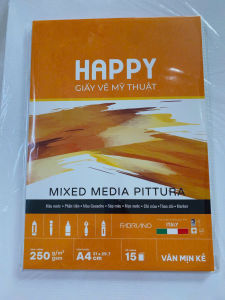 Sổ Vẽ Gáy Keo Mix Media Happy A5/A4/A3 - Sổ vẽ Đa Chất Liệu