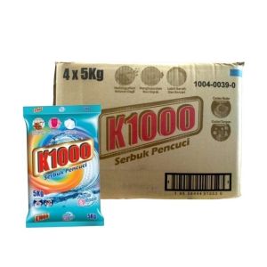 K1000 Detergent Powder 5kg x 4 Pack (1ctn) Aqua Rose Carton Borong