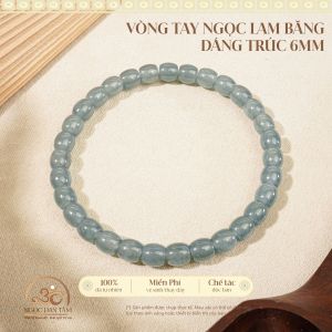 Ngọc Đan Tâm - Vòng Tay Ngọc Lam Băng Dáng Trúc 6mm - Đa Mệnh
