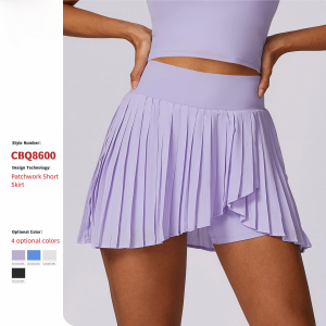 MUTUER Women Breathable Pleated Tennis Sports Skirts with Pockets Quick Drying High Waist Fitness Running Yoga Skirt