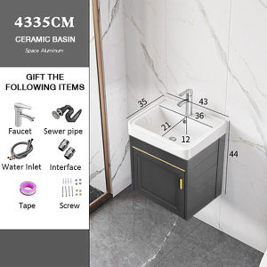 HuanTu 40cm Aluminum Bathroom Sinks Cabinet Basin Set  Lavatory Sink with Mirror and Fcuacet