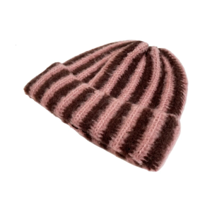Trendy Contrast Stripe Knit Cap Pullover Skull Hat Durable Blend Comfort Pullover Thicken Hat