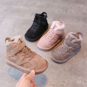 Boys New Kids Thickened Warm Snow Boots genuine leather Winter Comfortable Girls Antiskid Cotton Boots 1-15 Years Old2026