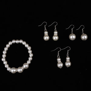 LYM Fashion Vintage Womens Bride Wedding Jewelry Set Rhinestone Faux Necklace Bracelet Earring Wedding Party Jewelry Gift