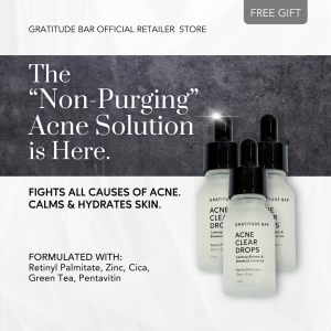 Gratitude Bar Acne Clear Drops (Bundle of 3) - Acne Treatment for Sensitive Skin with Retinyl Palmitate Zinc and Cica