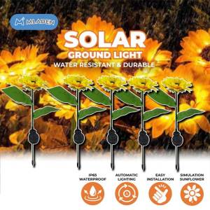 MLADEN LED Solar Sunflower Lamp Sunflower Flower Light Outdoor Decorative Waterproof Lawn Lamp Home Decoration